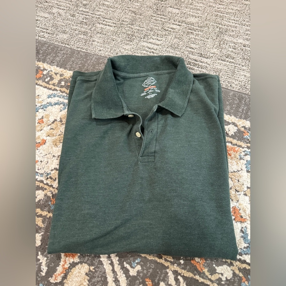 St Johns Bay Quick Dry Performance Polo Shirt Mens XL Green **small hole collar*